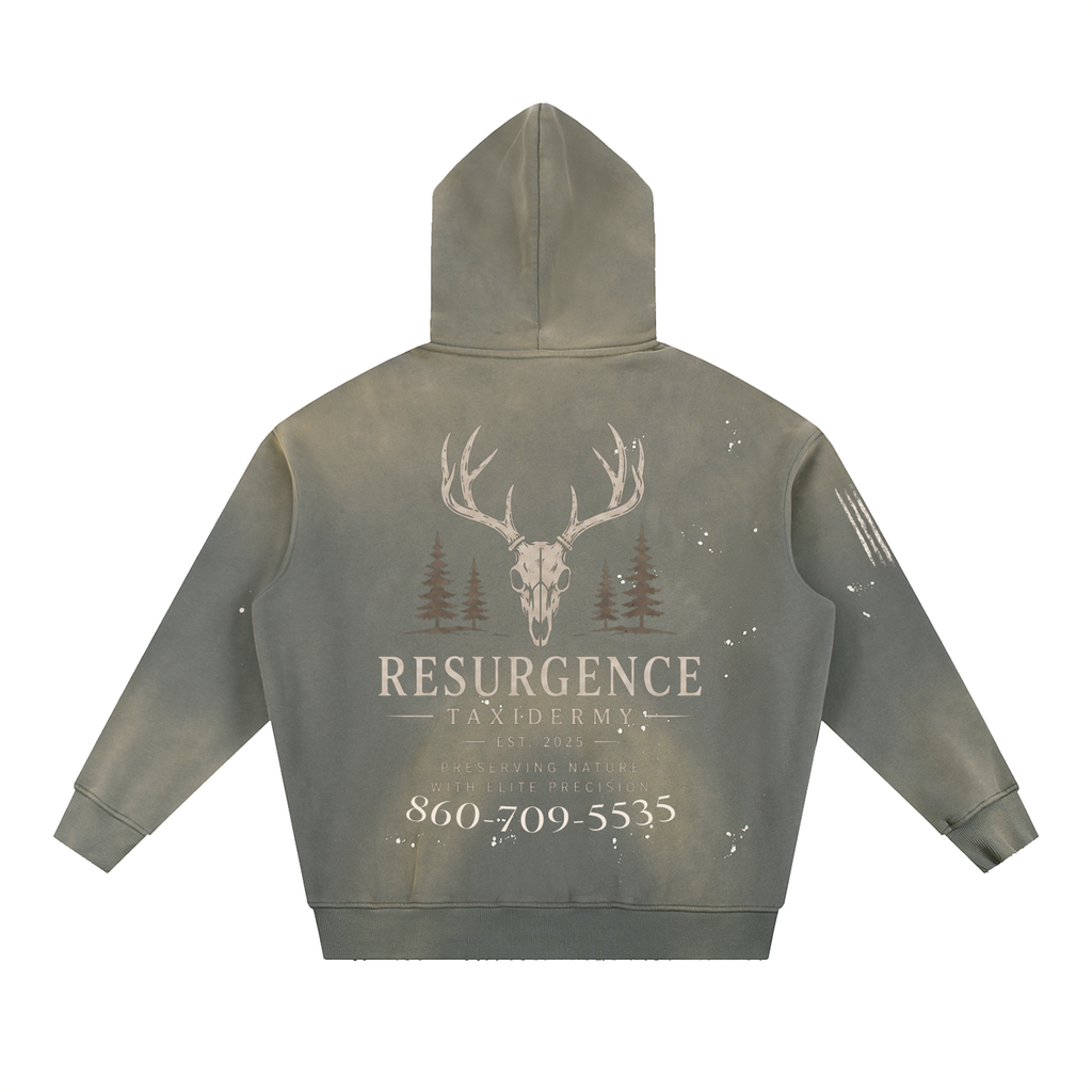 Vintage Washed Frayed Fleece Hoodie