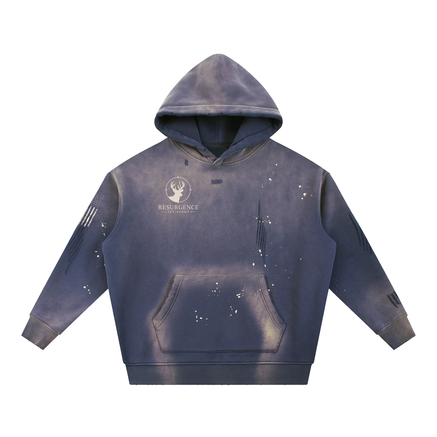 Vintage Washed Frayed Fleece Hoodie
