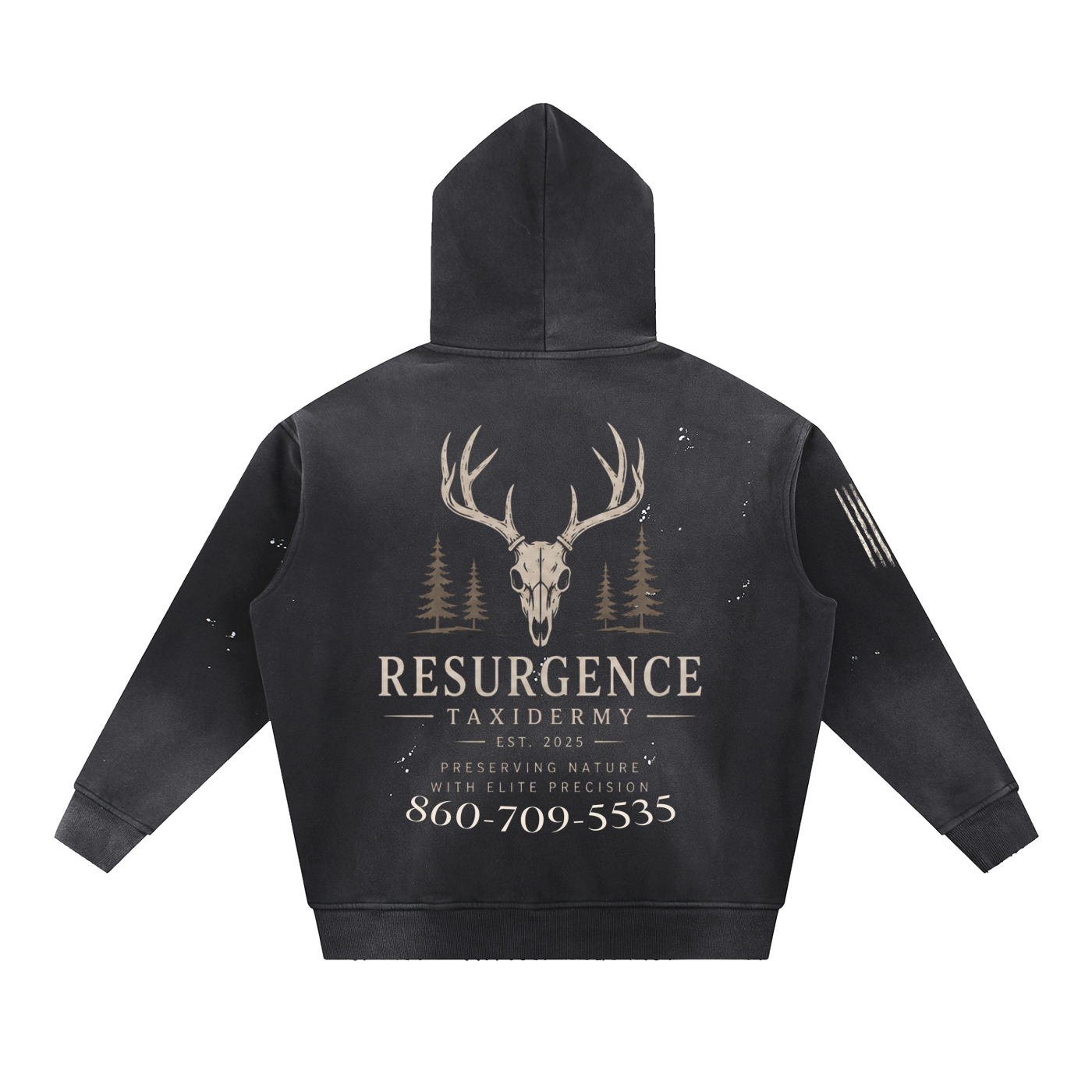 Vintage Washed Frayed Fleece Hoodie