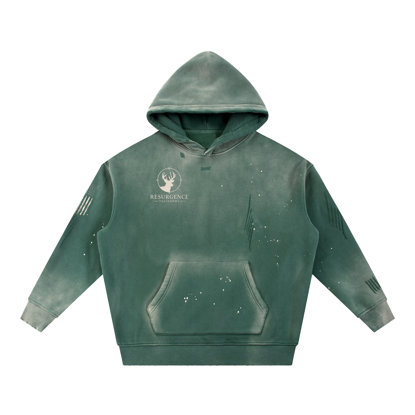 Vintage Washed Frayed Fleece Hoodie