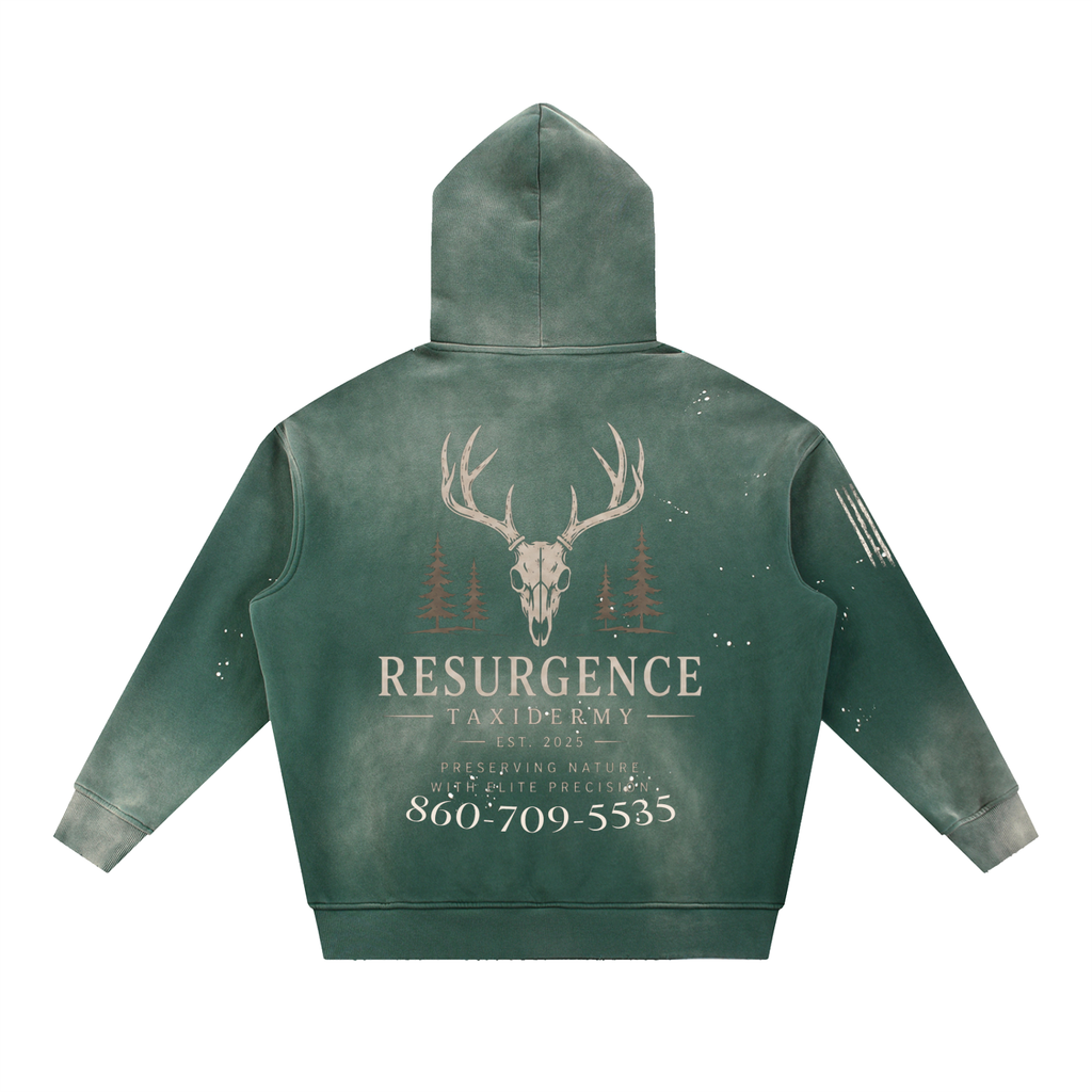 Vintage Washed Frayed Fleece Hoodie